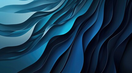 Dark blue paper waves abstract banner design. Elegant wavy vector background