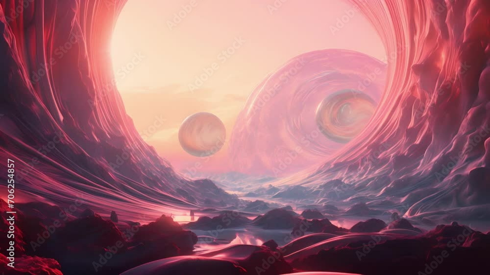 Poster float through a mesmerizing landscape of pulsating light and ethereal shapes in this blissful psyche