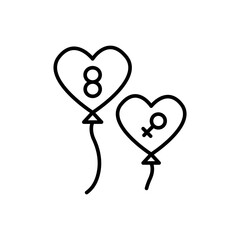 Women day balloon outline icons, minimalist vector illustration ,simple transparent graphic element .Isolated on white background