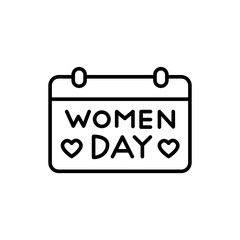 Women day calendar outline icons, minimalist vector illustration ,simple transparent graphic element .Isolated on white background