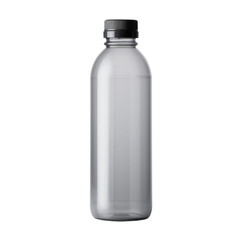 Grey water bottle made of plastic isolated on transparent background