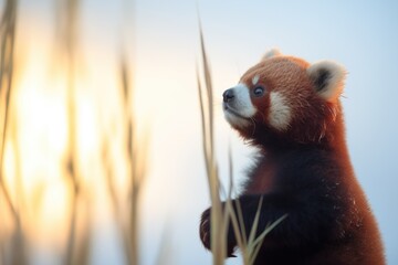 red panda silhouette against sunset