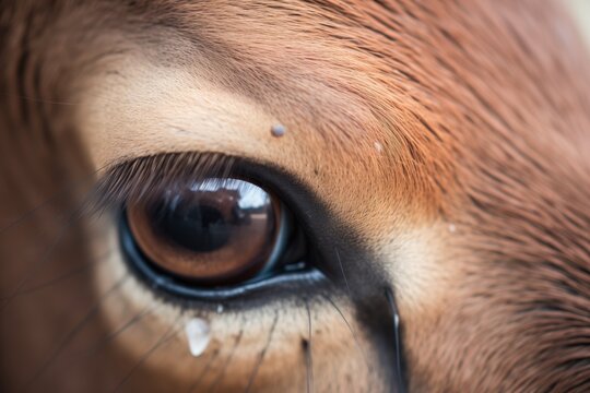 close-up of sable antelopes eye and face details
