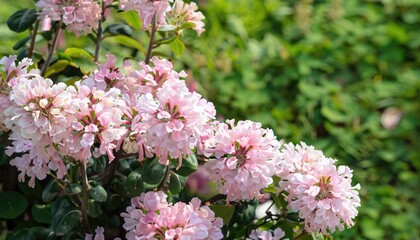 Cecelia flowering in the garden, with copy space