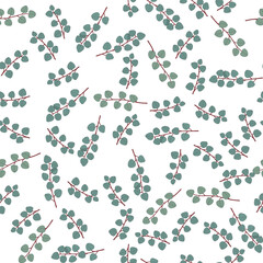 Seamless pattern with eucalyptus branches