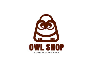 smart owl paper shopping bag logo icon symbol design template illustration inspiration