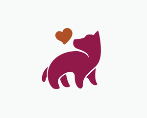 simple abstract dog love logo design template illustration
