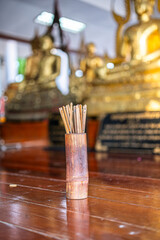 Cylinder wood Seam-Si or fortune sticks, shake for future predict in Wat Phra Si Rattana Mahathat to as Wat Yai is a Buddhist temple It is a major tourist Phitsanulok,Thailand.