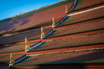 Thai temple roof pattern traditional design Outside the building Wat Phra Si Rattana Mahathat to as...