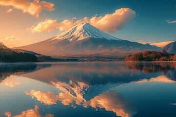Fototapeta na wymiar 日本の富士山の鏡富士の写真（静岡・自然・絶景） 