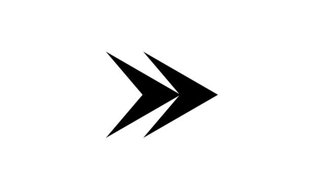 Animated 2d Road arrows sign symbol icon animation video footage. 4K transperancy Background.