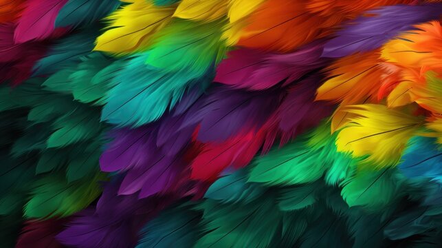 A close up of a bunch of colorful feathers
