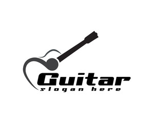 guitar and music icons logo design template