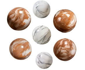 Beautiful polished textured stones with a white background