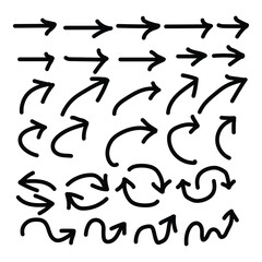 Black hand drawn arrow .Isolated vector arrows, hand drawn on a white background
