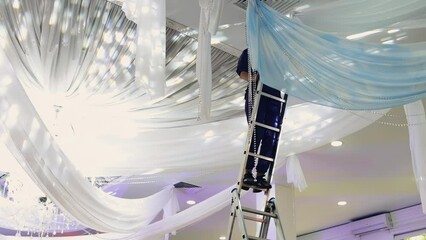 wedding decorations, banquet hall at the wedding, decorated hall for the wedding