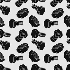 Industrial seamless pattern with Bolt and Nut. Vector illustration