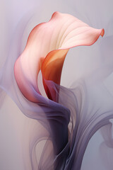 Abstract close-up of Calla with ethereal smoke in the background. Banner for the design. Background. - obrazy, fototapety, plakaty
