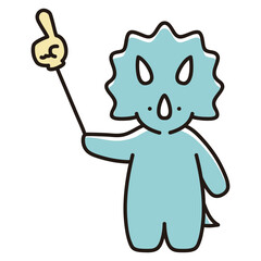 指差し棒で左上を指し示すベビートリケラトプスのイラスト