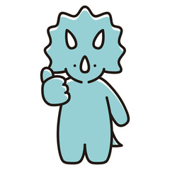 OKのポーズをとるベビートリケラトプスのイラスト