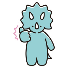 バシッとOKのポーズをとるベビートリケラトプスのイラスト © TANUKICHI