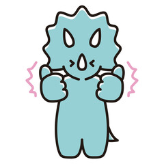 両手でいいねするベビートリケラトプスのイラスト