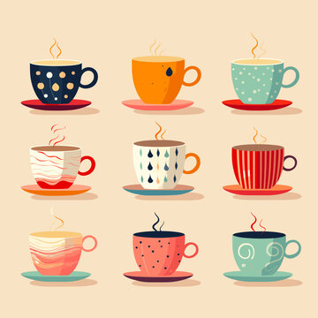 vector set of cups