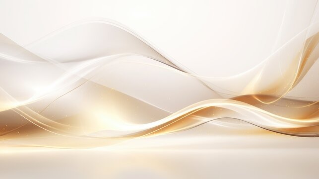 Luxury with golden curve light effect decoration and bokeh white background.