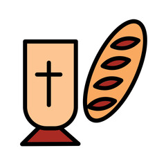 Bread Religion Chalice Filled Outline Icon