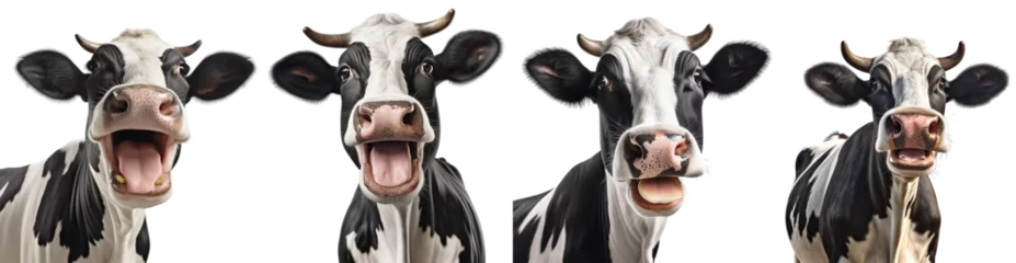 Gordijnen Very happy, smiling and cheerful cows © Farantsa