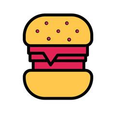 Bread Food Hamburger Filled Outline Icon