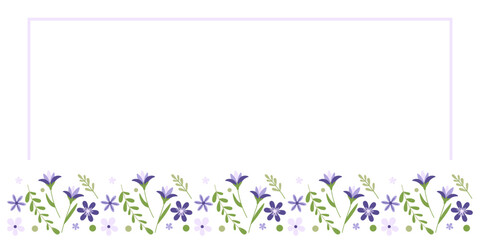 Frame with flowers. Spring crocuses and lilac on a white background. Editable template for greeting card, invitation, label, scrapbooking. Vector illustration.