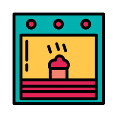 Naklejka premium Oven Kitchen Stove Filled Outline Icon