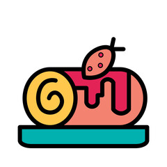 Roll Cake Bread Filled Outline Icon