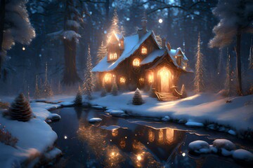 Christmas fairy tale forest 