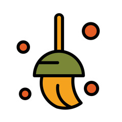 Bucket Cleaning Mop Filled Outline Icon