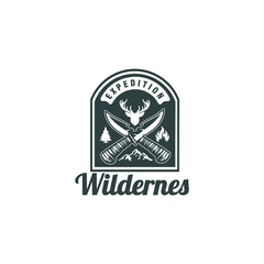 wilderness knife vintage badge logo design vector illustration