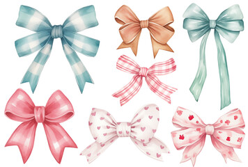 Holiday Elegant Ribbon Bows with Checkered and Floral Print