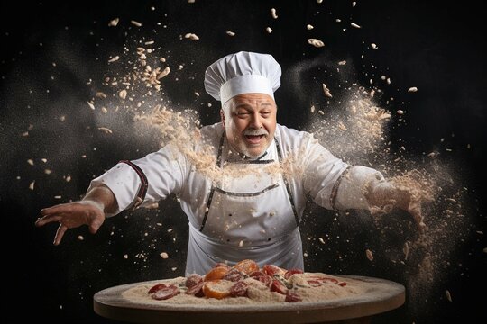 Freeze The Motion Of A Chef Tossing Pizza Dough In The Air With A High Shutter Speed