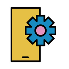 Phone Smartphone Gear Filled Outline Icon