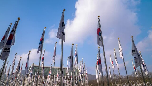 Time lapse, Taegeukgi Square at Independence Hall in South Korea