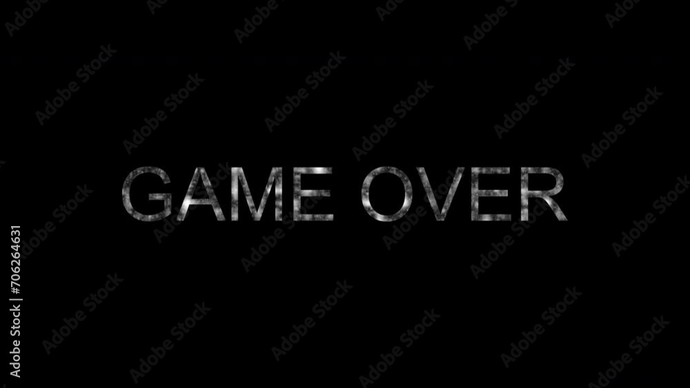 Fototapete looping game over animation with isolated effects on a black background. video game screen game over