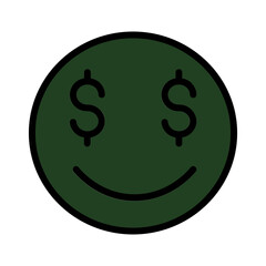 Face Dollar Emoticon Filled Outline Icon