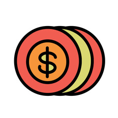 Coins Finance Money Filled Icon Outline