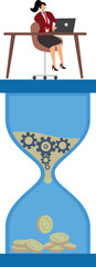 Hourglass, Clock, Gear Mechanism, Digitally Generated Image, Businesswoman