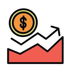 Analytic Currency Graph Filled Icon Outline