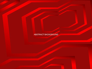 Red with a shiny modern geometric pattern. Red steel floor background.