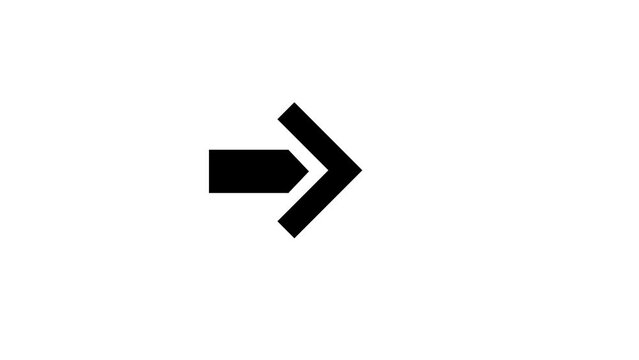 Animated 2d Road arrows sign symbol icon animation video footage. 4K transperancy Background.