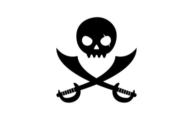 Pirates with Two Swords Logo Vector Illustration.