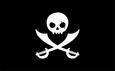 Pirates with Two Swords Black Background Logo Vector Illustration